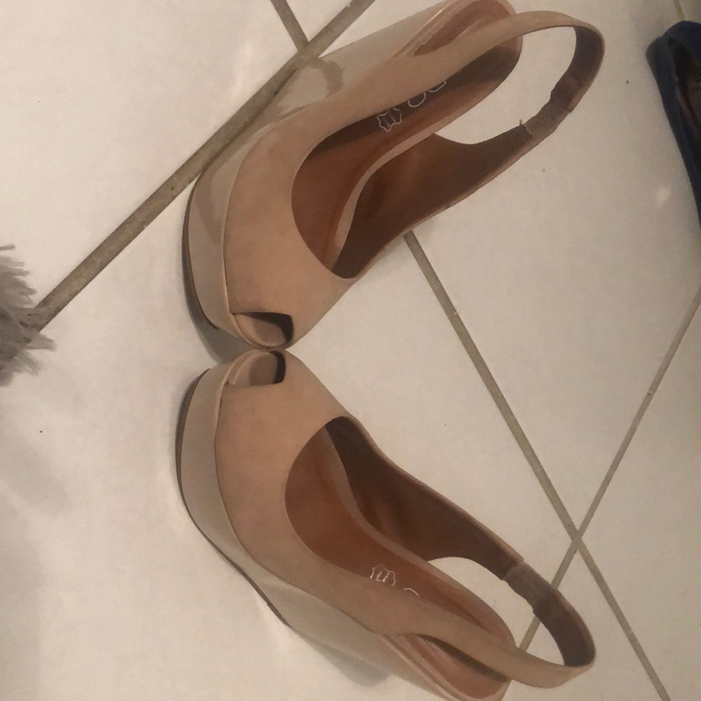 Beige Aldo sling back wedges